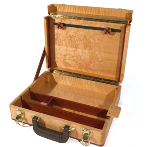 custom wooden briefcase open side